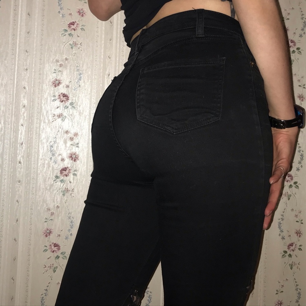 Black pants w lace up details
